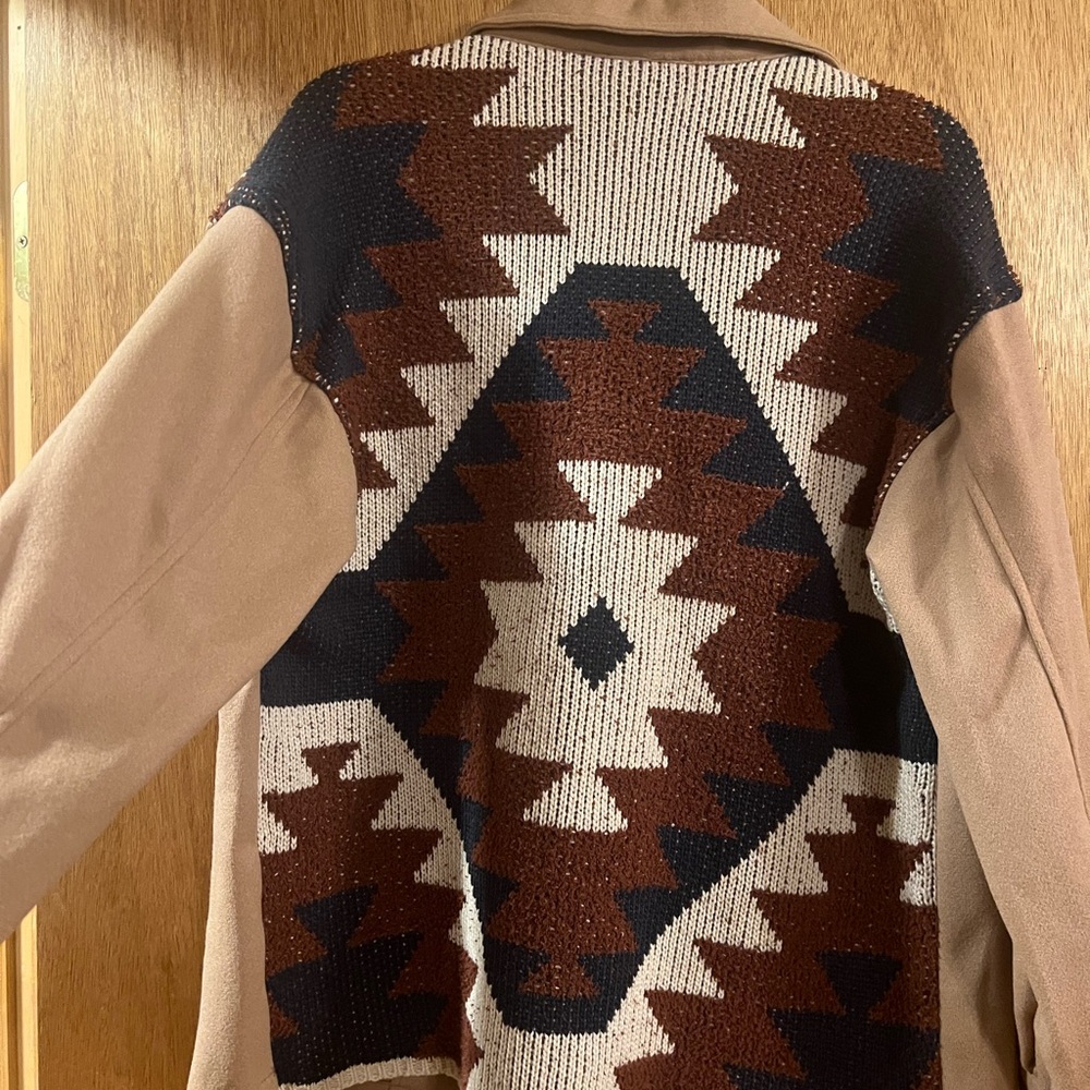 Spool 72 Aztec Cardigan - Tan, maroon and navy blue
